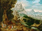 Herri met de Bles, Henri de - Landscape with Saint John the Baptist Preaching