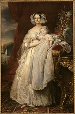 Winterhalter, Franz Xavier - Portrait of Helene of Mecklenburg-Schwerin (1814-1858), Duchess of Orleans with her son the Count of Paris
