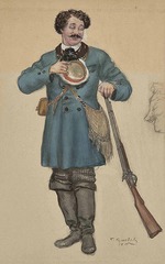 Kustodiev, Boris Michaylovich - Costume design for the theatre play Wolfs and Sheeps by A. Ostrovsky