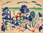 Macke, August - Landscape with sailboats
