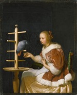 Mieris, Frans van, the Elder - Young Woman Feeding a Parrot