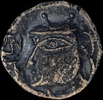 Numismatic, Oriental coins - The head of king Harshavardhana. Silver Drachma 