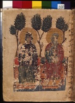 Master of Codex Matenadaran - The Parable of the Rich Man and the Beggar Lazarus (Manuscript illumination from the Matenadaran Gospel)