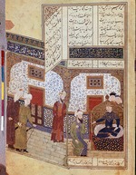 Iranian master - Khusraw conversing with Buzurg Ummid (Miniature From the Cycle of Eight Poetic Subjects)
