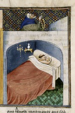 Anonymous - The monk sleeps with the wife while the husband is praying. Miniature from Le livre appellé Decameron by Giovanni Boccaccio