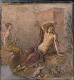 Roman-Pompeian wall painting - Narcissus, Echo and Eros