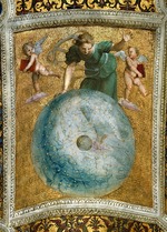 Raphael (Raffaello Sanzio da Urbino) - The Primum mobile. (Ceiling Fresco in Stanza della Segnatura)