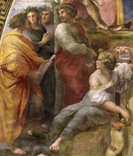 Raphael (Raffaello Sanzio da Urbino) - The Parnassus. Detail. (Fresco in Stanza della Segnatura)