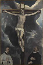 El Greco, Dominico - Christ on the Cross adored by two Donor