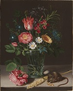 Peeters, Clara - Flowers in a vase with a nibbling mouse