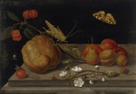 Merian, Maria Sibylla - Still life with fruit, a grasshopper and a butterfly
