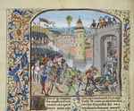 Liédet, Loyset - The Battle of Caen in 1346 (Miniature from the Grandes Chroniques de France by Jean Froissart)
