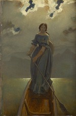 Schwind, Moritz Ludwig, von - The boat woman (Baroness Marie Spaun at Gmundner See)