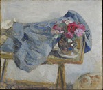 Vuillard, Édouard - Roses rouges et étoffes sur une table 