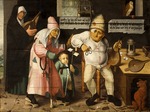 Massys, Cornelis - The bellows mender (After Hieronymus Bosch)