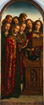 Eyck, Hubert (Huybrecht), van - The Ghent Altarpiece. Adoration of the Mystic Lamb: Singing angels