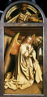 Eyck, Hubert (Huybrecht), van - The Ghent Altarpiece. Adoration of the Mystic Lamb: The Archangel Gabriel