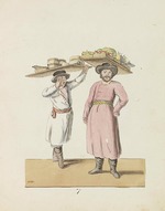 Geissler, Christian Gottfried Heinrich - Fruit seller and peasant selling cheese and herring (From the series The St. Petersburg Peddlers)