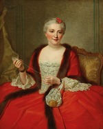 Allais, Pierre - Portrait of an elegant lady, holding a weaving shuttle
