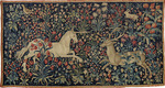 Anonymous master - A unicorn and a stag in a field of flowers 