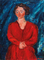 Soutine, Chaim - La Femme en rouge au fond bleu