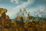 Herri met de Bles, Henri de - Rocky Landscape with a Forge (The Flight into Egypt) 