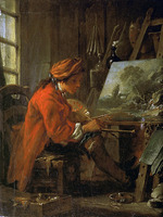 Boucher, François - The painter in his studio (Self-Portrait)