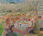 Bogdanov-Belsky, Nikolai Petrovich - Tea In The Apple Orchard