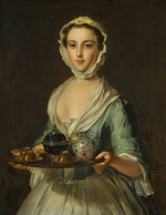 Mercier, Philippe - A young woman holding a tea tray (possibly Hannah, the artist's maid)