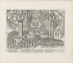 Hogenberg, Abraham - View of the exterior of Westminster Abbey during the coronation of James I