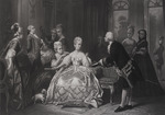 Hamman, Edouard Jean Conrad - Christoph Willibald Gluck hands Queen Marie Antoinette the score of the opera Iphigenie in Aulis at Trianon