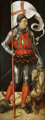 Dürer, Albrecht - Paumgartner altarpiece, side panel: Stephan Paumgartner as Saint George 