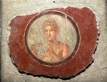 Roman-Pompeian wall painting - Medallion with a male figure holding a kantharos