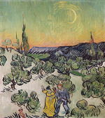 Gogh, Vincent, van - Landscape with Couple Walking and Crescent Moon
