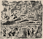 Central Asian Art - The rubbing from the Brick Relief with Harvesting, Fishing and Hunting Scene
