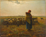 Millet, Jean-François - Shepherdess with her Flock