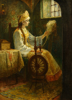 Miloradovich, Sergei Dmitrievich - Boyarynya at the Spinning Wheel
