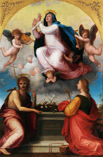 Frà Bartolomeo, (Baccio della Porta) - Assumption of the Virgin with Saint John the Baptist and Saint Catherine of Alexandria