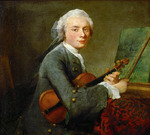 Chardin, Jean-Baptiste Siméon - Young Man with a Violin. Charles Théodose Godefroy (1718-1796), eldest son of the jeweler Charles Godefroy