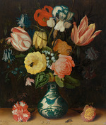 Ast, Balthasar, van der - Still Life with Tulips, Roses and Carnations in a Wanli Porcelain Vase with Butterfly and Insects