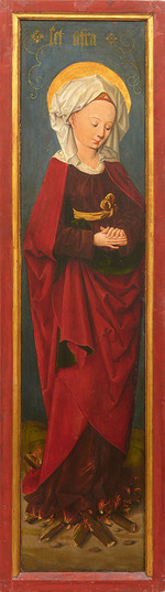 Master of Augsburg - Wing of a triptych: Saint Afra at the stake