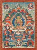 Tibetan culture - A thangka of Amitabha in the Pureland of Sukhavati