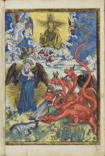 Dürer, Albrecht - The woman of the Apocalypse and the seven-headed dragon. From the Apocalypse (Book of Revelations)