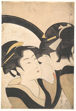 Utamaro, Kitagawa - Naniwa Okita Admiring Herself in a Mirror