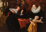 Hulsman, Johann - Portrait of a gentleman inspecting jewellery with his family nearby
