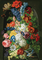 Wegmayr, Sebastian - Floral still life with butterfly and a blue tit