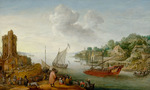Willaerts, Adam - River mouth with a galley