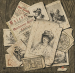 Robart, P. A. - Trompe l'oeil. Prints and book tear-outs on wood