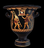 Asteas, Vase painter from Paestum - Krater from Paestum. Zeus woos Alcmene, assisted by Hermes