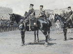 Gause, Wilhelm - Emperor Franz Joseph I of Austria with Tsar Nicholas II of Russia and entourage at the parade in St. Petersburg 1897